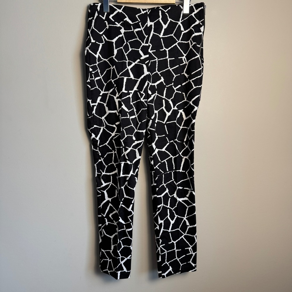 Le Chateau Black White Giraffe‎ Print Skinny Ankle Pants Side Zip Womens 4 Y2K